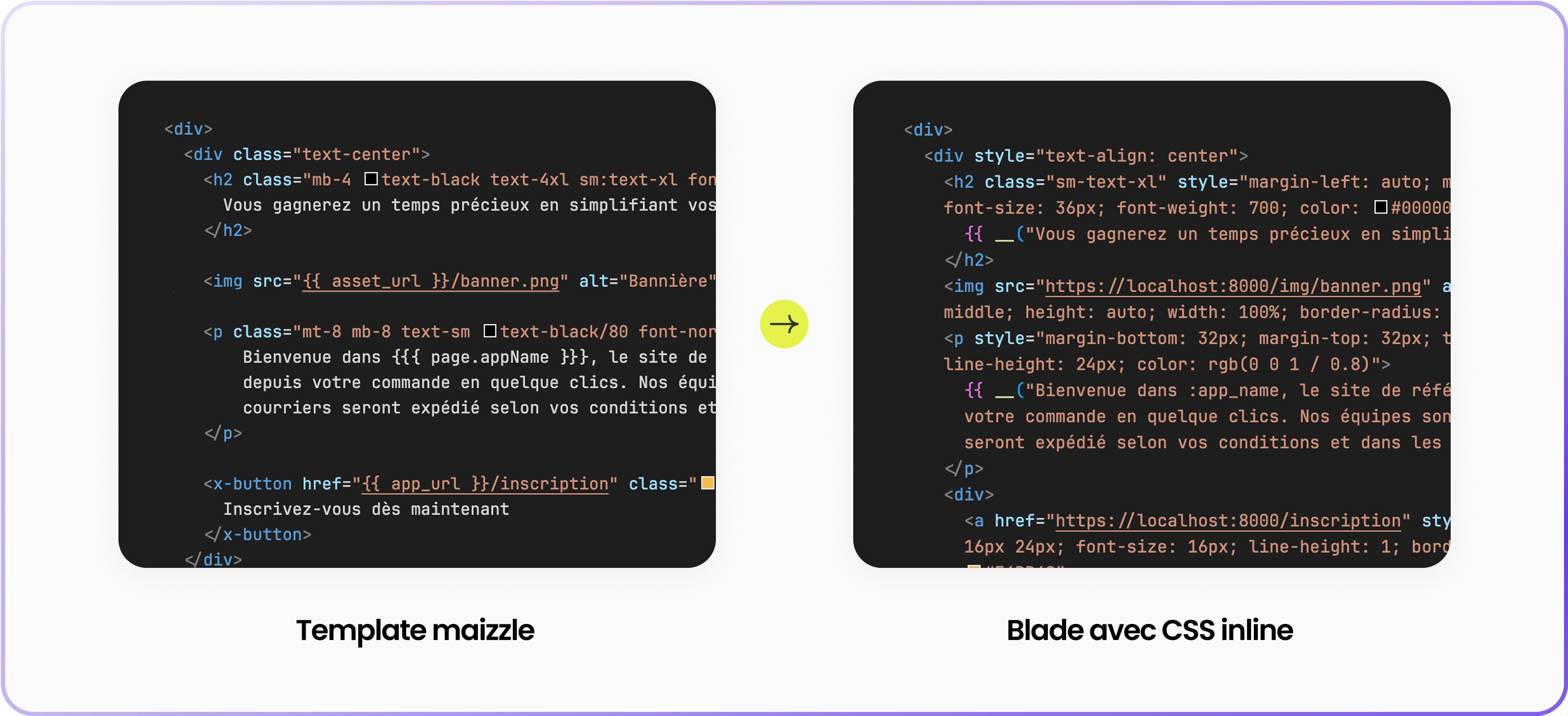 Exemple de code Maizzle